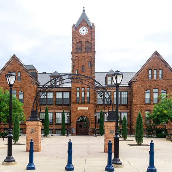 Historic Central High School Edmond, OK and ornate archway showcasing local Edmond heritage.