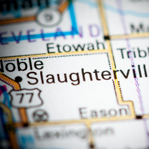 Map highlighting Slaughterville, OK and surrounding areas for Arrow Asphalt LLC services.