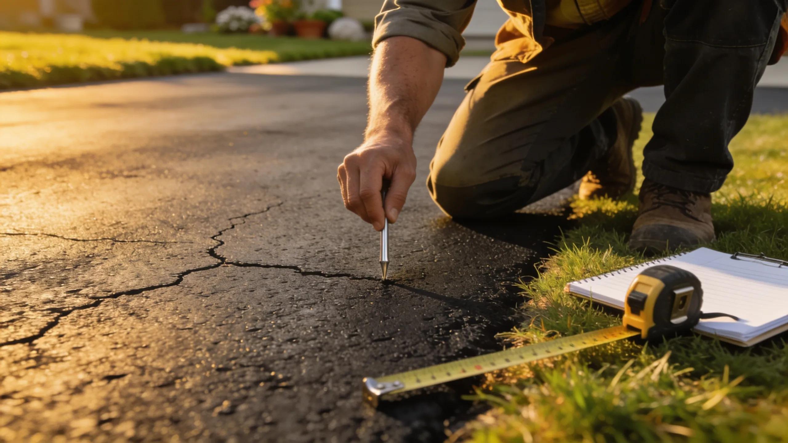 Asphalt driveway inspection and maintenance by Arrow Asphalt LLC professional.
